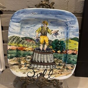 GLOBAL VIEWS ITALY “FALL” SQUARE PLATE/PLATTER 11 1/4"
